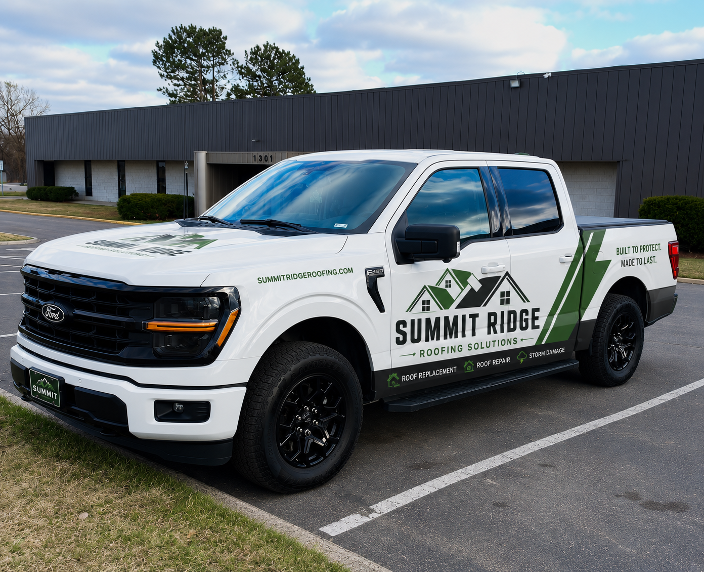 Summit Ridge Roofing Solutions branded truck